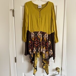 Upcycled MORGAN FACTORY western print tunic top S M L